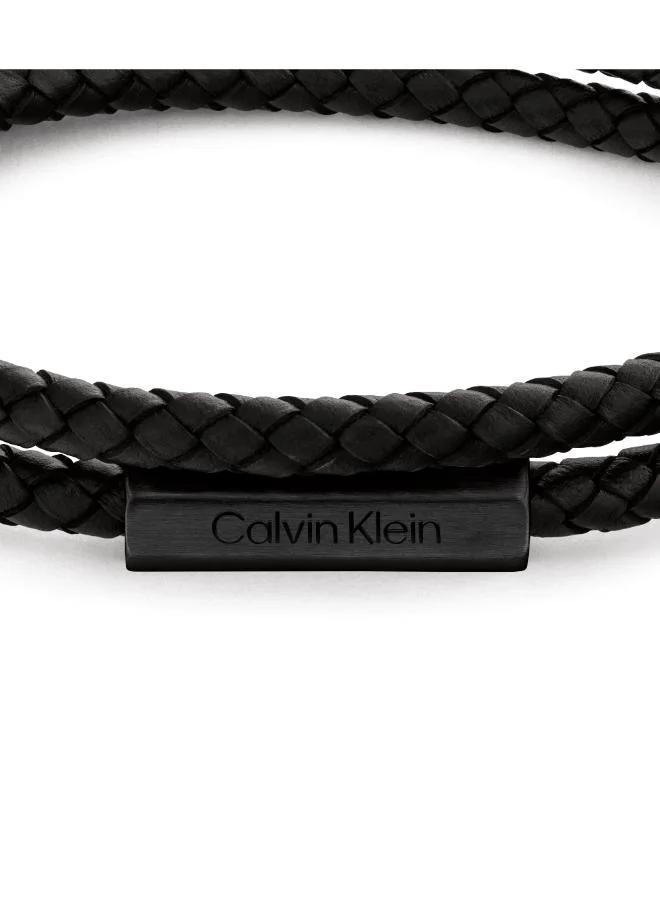 CALVIN KLEIN  Latch Bracelet with Double-Wrap Leather - 35000209 for Men | Best Price UAE